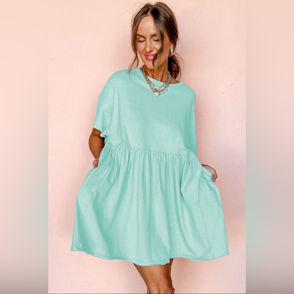 Addyson- moonlight Jade pocketed babydoll dress